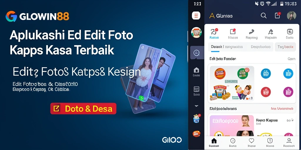 Antarmuka GLOWIN88 yang menarik dan intuitif untuk editing foto.