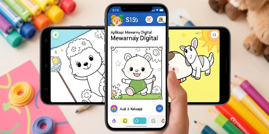 Screenshot S13 menampilkan antarmuka mewarnai yang interaktif dan ramah anak.