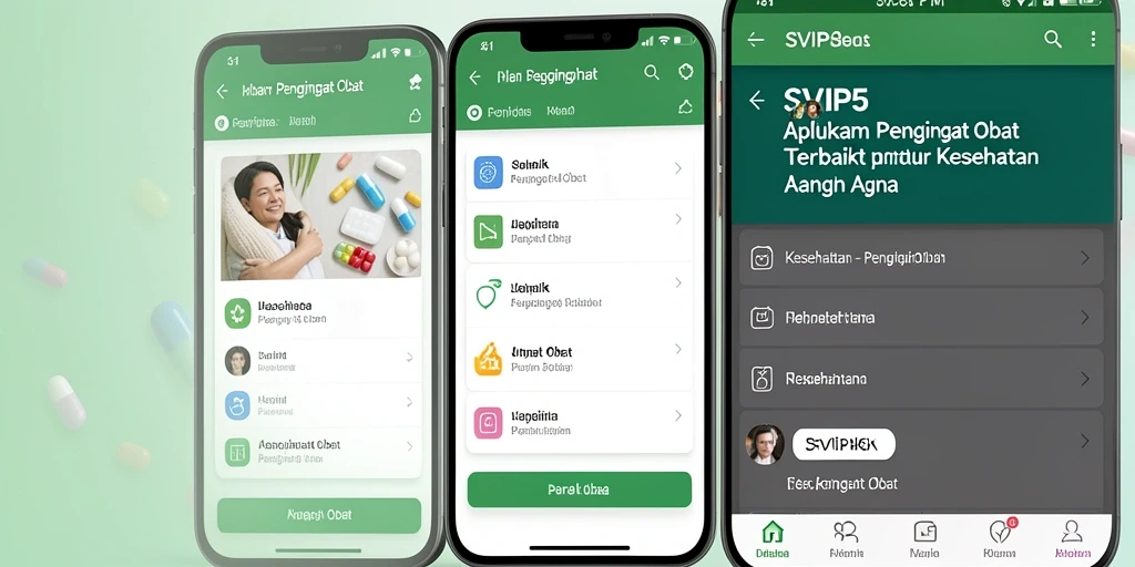 Tampilan antarmuka pengguna aplikasi pengingat obat SVIP5.